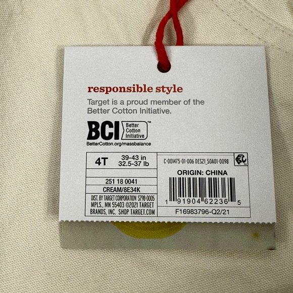 Christian Robinson Boy's Size 4T Woolly Mammoth Embroidered Overalls Cream New - Picture 4 of 16